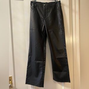 High Waist Straight Leg Faux Leather Pants